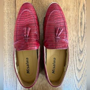 Red Crocodile Pattern Men's Loafers
